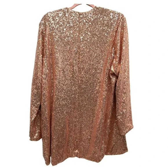 Torrid Stretch Sequin Long Line Open Front Blazer Jacket Size 2X Rose Gold NWT - Picture 3 of 9